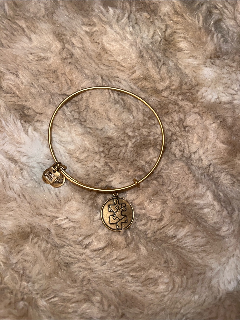 Alex + Ani Gold Puzzle Piece Charm Bangle Bracelet